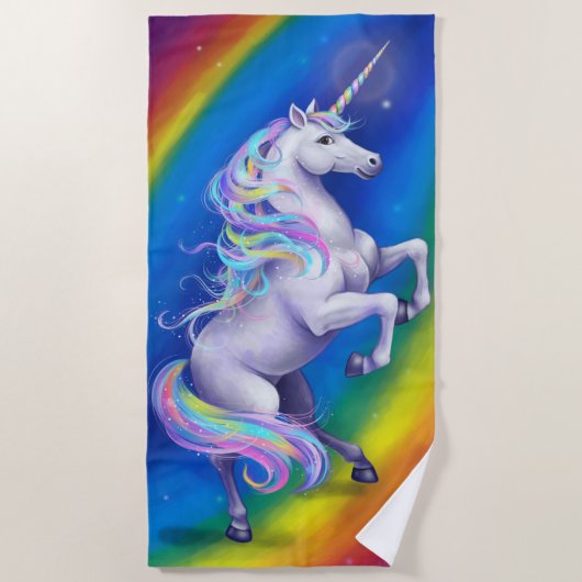 Unicorn with Rainbow Strandlaken (Voorkant)