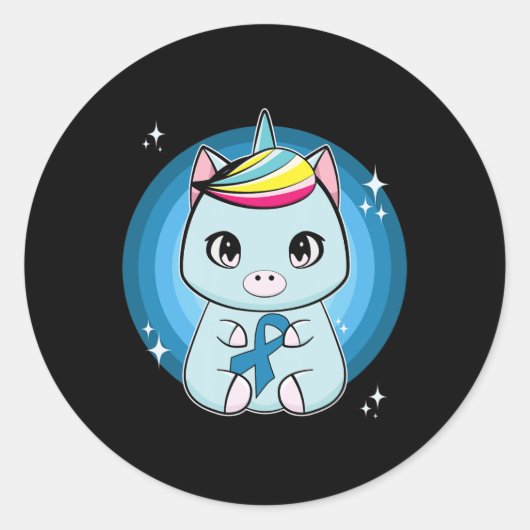 Unicorn With Ribbon Diabetes Awareness Ronde Sticker (Voorkant)