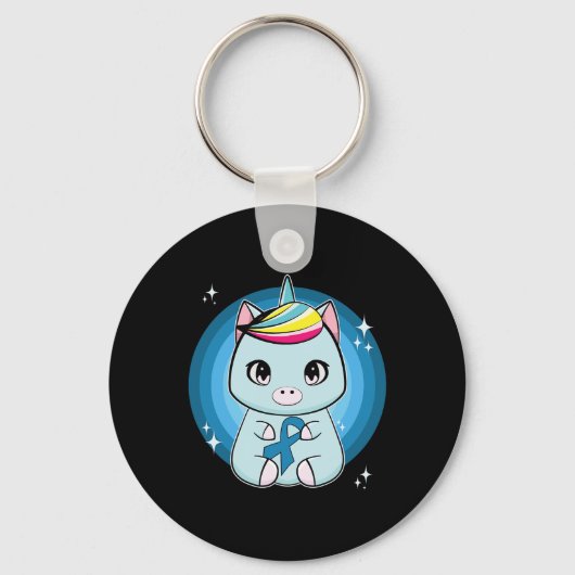 Unicorn With Ribbon Diabetes Awareness Sleutelhanger (Voorkant)