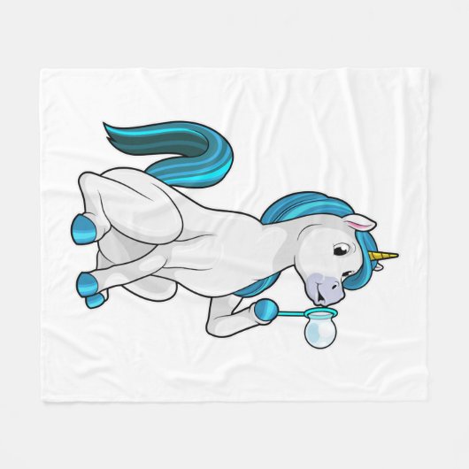 Unicorn with Soap bubbles Fleece Deken (Voorkant (Horizontaal))