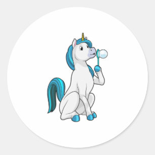 Unicorn with Soap bubbles Ronde Sticker