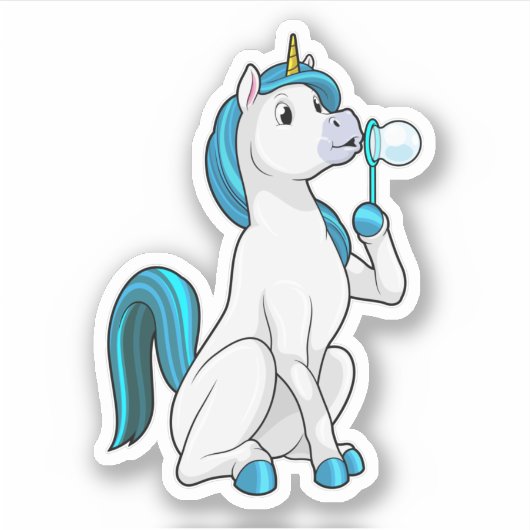 Unicorn with Soap bubbles Sticker (Voorkant)