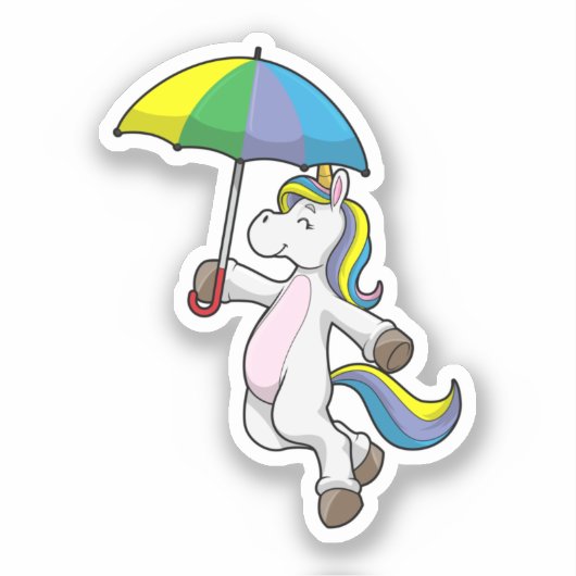 Unicorn with Umbrella Sticker (Voorkant)