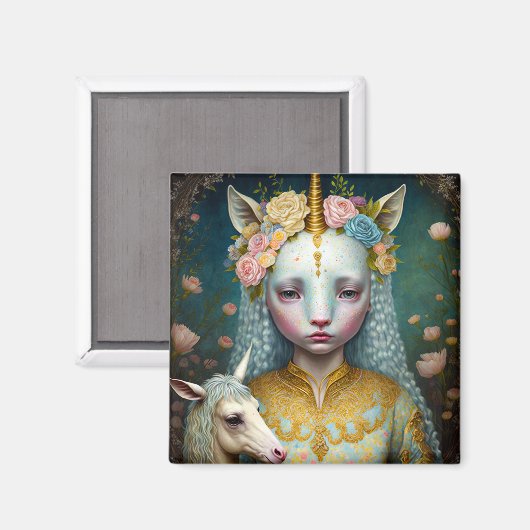 Unicorn Woman Fantasy Art Magneet (Voorkant / Achterkant)