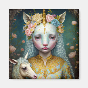 Unicorn Woman Fantasy Art Magneet