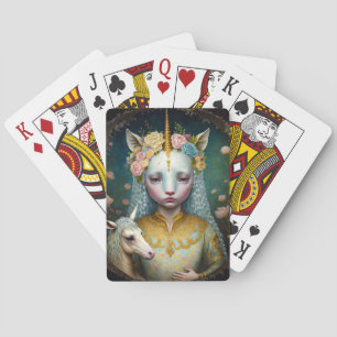 Unicorn Woman Fantasy Art Pokerkaarten