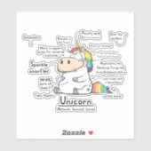 Unicorn Wordy Art Vinyl Sticker (Vel)