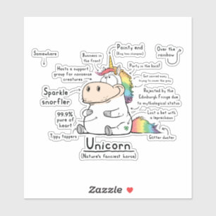 Unicorn Wordy Art Vinyl Sticker