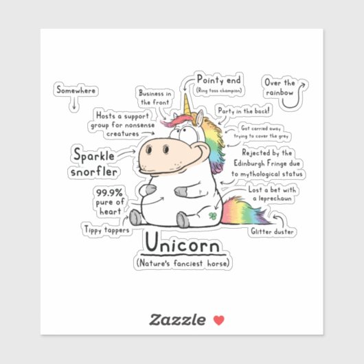 Unicorn Wordy Art Vinyl Sticker (Vel)