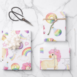 Unicorn Wrapping Paper Flat Sheet Set van 3