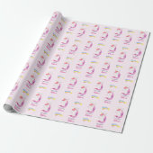 Unicorn Wrapping Paper (Waterverf regenboog) Cadeaupapier (Uitgerold)
