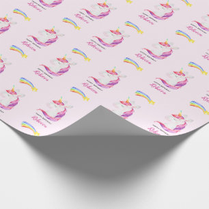 Unicorn Wrapping Paper (Waterverf regenboog) Cadeaupapier