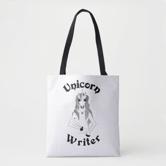 Unicorn Writer - All-Over-Print Canvas tas, middel Tote Bag (Voorkant)