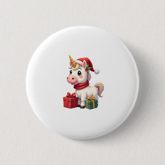 Unicorn Xmas Decoration Santa Unicorn Christmas T- Ronde Button 5,7 Cm