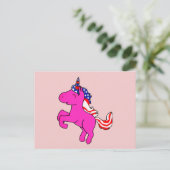 Unicorn Yarrow Pink Patriotic USA Flag Mane Art Briefkaart (Staand voorkant)