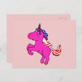 Unicorn Yarrow Pink Patriotic USA Flag Mane Art Briefkaart (Voorkant / Achterkant)