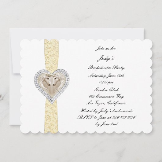 Unicorn Yellow Lace Bachelorette Party Invitation Kaart (Voorkant)