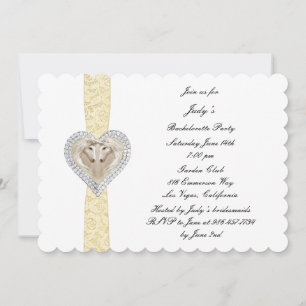 Unicorn Yellow Lace Bachelorette Party Invitation Kaart