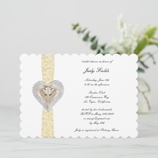 Unicorn Yellow Lace Bridal Shower Kaart (Staand voorkant)