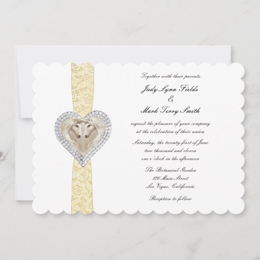 Unicorn Yellow Lace Wedding Invitation Kaart (Voorkant)
