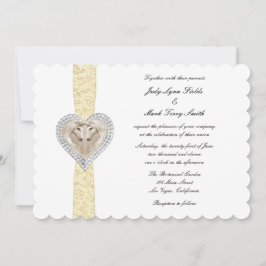 Unicorn Yellow Lace Wedding Invitation Kaart