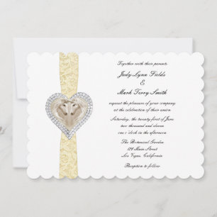 Unicorn Yellow Lace Wedding Invitation Kaart