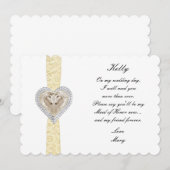 Unicorn Yellow Lace Wedding Maid of Honor Kaart (Voorkant / Achterkant)