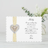 Unicorn Yellow Lace Wedding Maid of Honor Kaart (Staand voorkant)