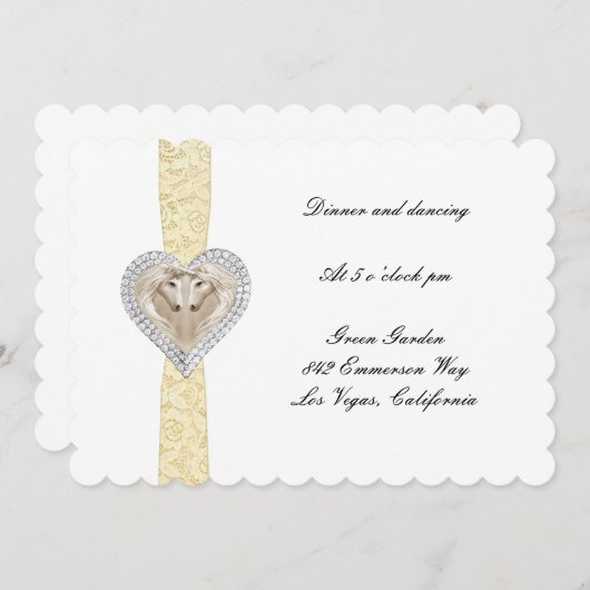 Unicorn Yellow Lace Wedding Reception Kaart (Voorkant / Achterkant)