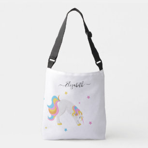Unicorn yoga maakt een leuke witte naam crossbody tas