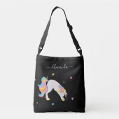 Unicorn yoga maakt zwarte naam leuk schattig crossbody tas (Achterkant)