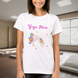 Unicorn yoga poseert schattige yoga moeder t-shirt