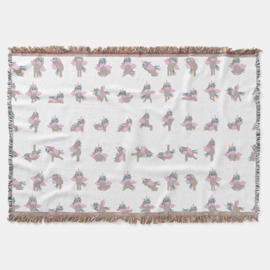 Unicorn Yoga Poses Patroonontwerp Deken (Voorkant)