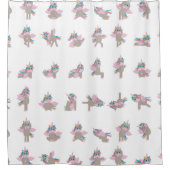 Unicorn Yoga Poses Patroonontwerp Douchegordijn (Voorkant)