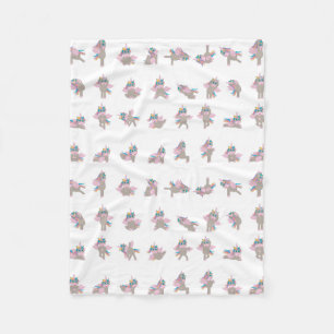 Unicorn Yoga Poses Patroonontwerp Fleece Deken