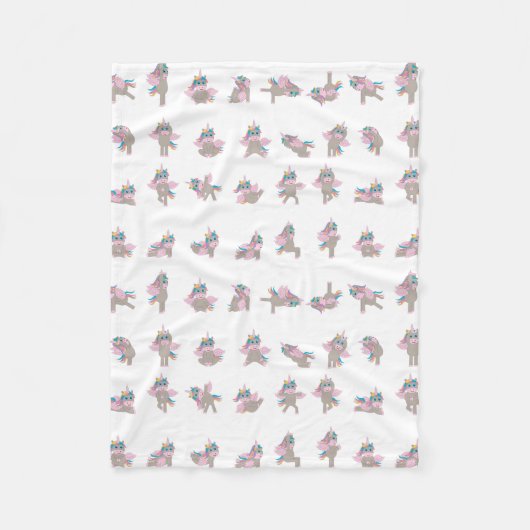 Unicorn Yoga Poses Patroonontwerp Fleece Deken (Voorkant)