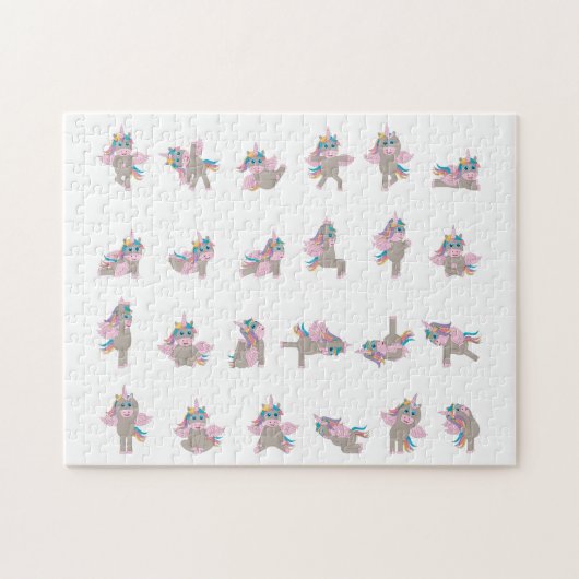 Unicorn Yoga Poses Patroonontwerp Legpuzzel (Horizontaal)