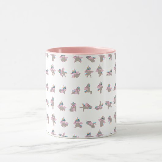 Unicorn Yoga Poses Patroonontwerp Mok (Midden)