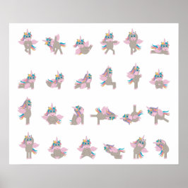 Unicorn Yoga Poses Patroonontwerp Poster