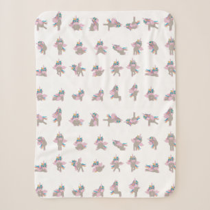 Unicorn Yoga Poses Patroonontwerp Sherpa Deken