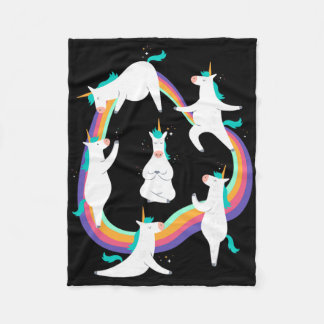 Unicorn Yoga Sun Salutation Poses Rainbow Meme  Fleece Deken