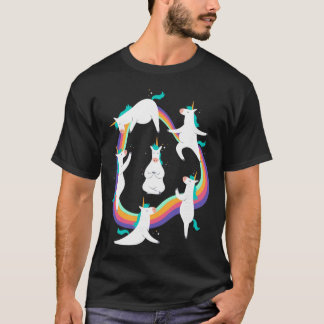 Unicorn Yoga Sun Salutation Poses Rainbow Meme  T-shirt