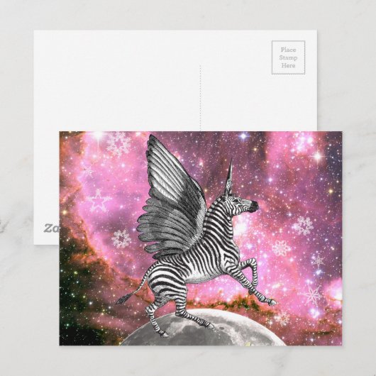 Unicorn Zebra Pegasus Briefkaart (Voorkant / Achterkant)