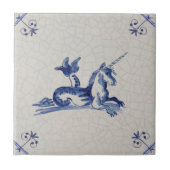 Unicorn Zee Creature Delft Blue 17th Century Repro Tegeltje (Voorkant)