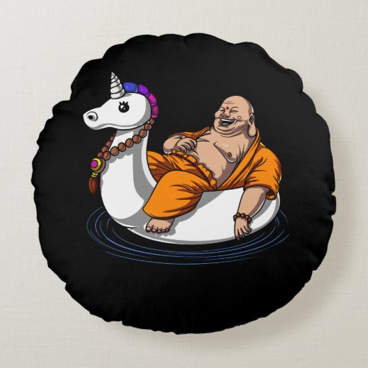 Unicorn Zen Yoga Rond Kussen (Voorkant)