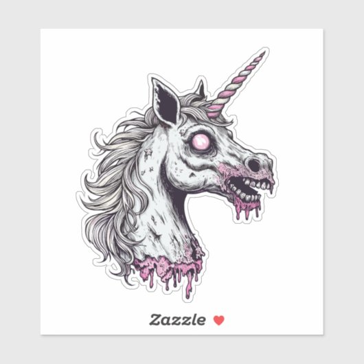 Unicorn Zombie Head Sticker (Vel)
