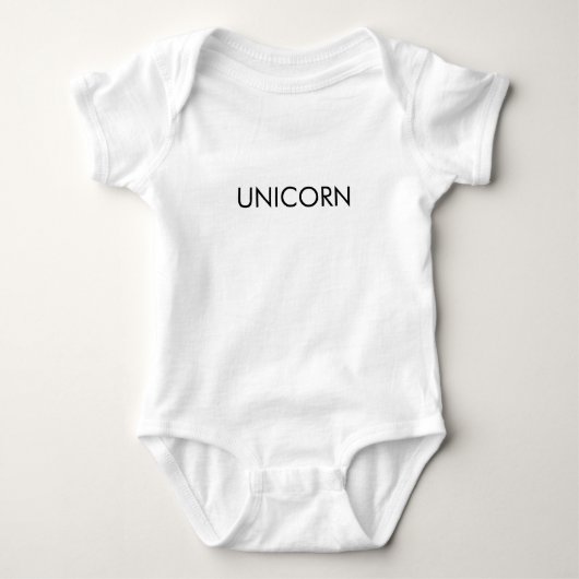 "Unicorn" zwarte letters, wit minimalistisch Romper (Voorkant)