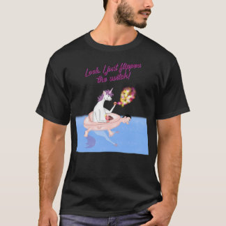 Unicorn zwembad hipster grappige wijnstokken t-shirt