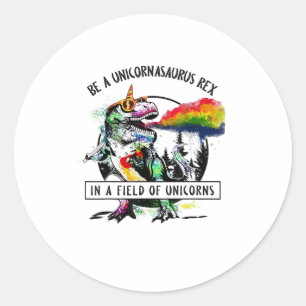 Unicornasaurus rex zijn op een gebied van Unicorn Ronde Sticker