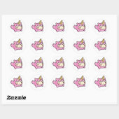 Unicornio Kawaii Ronde Sticker (Vel)